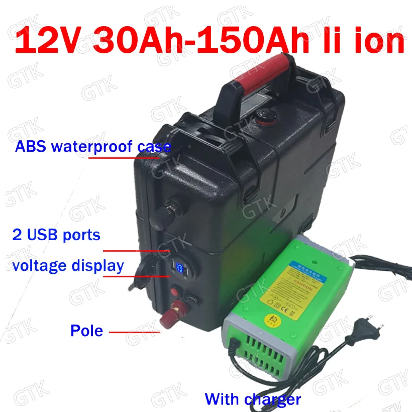 10 шт. ГТК водонепроницаемый 12v 120ah литиевая батарея с USB док-станция для хранения