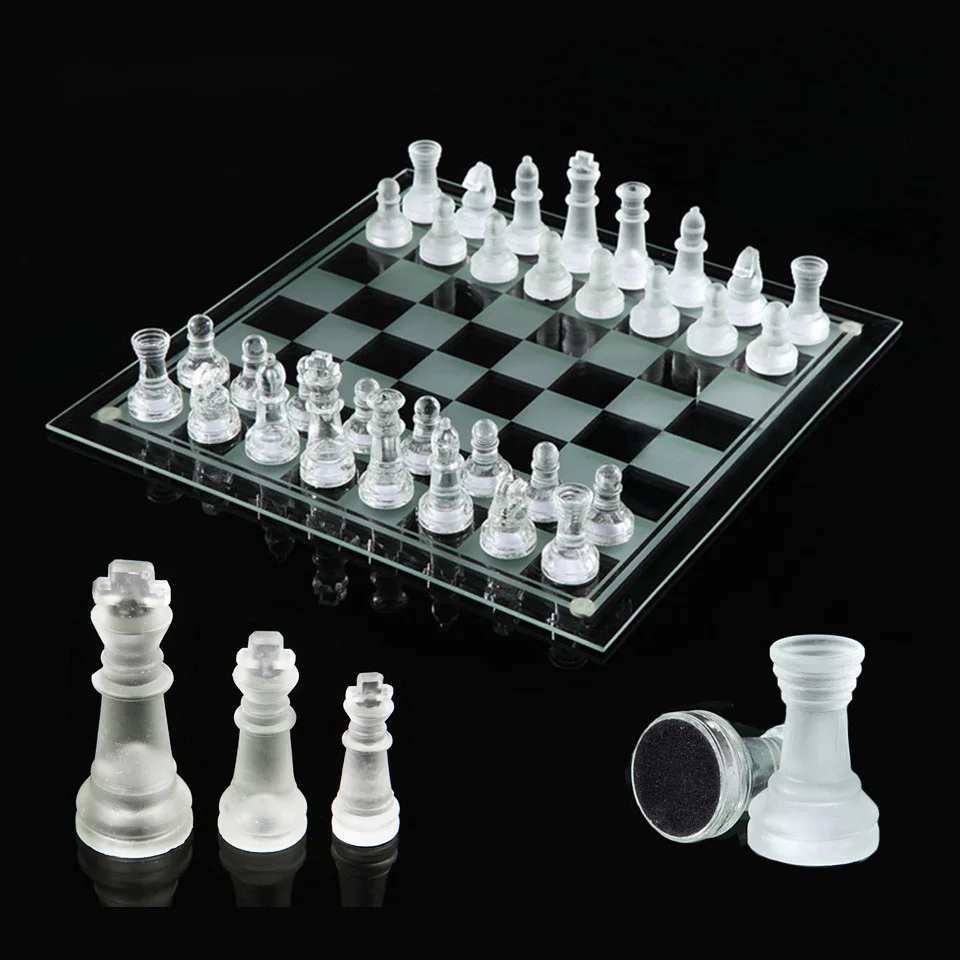 BSTFAMLY стеклянный Шахматный набор Chessman Международная шахматная игра не складной