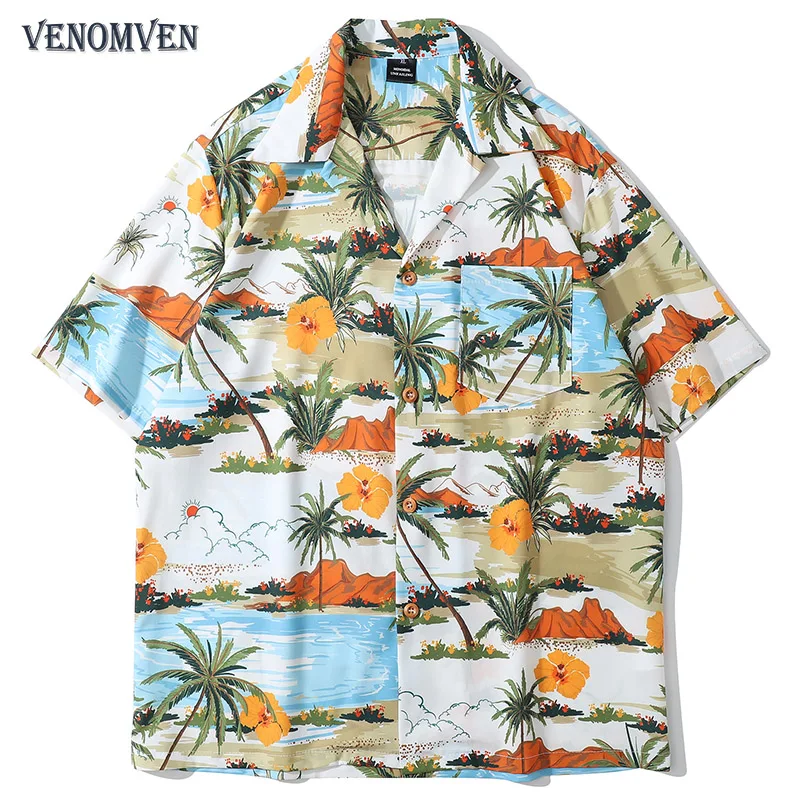 

Пляжная гавайская рубашка в стиле Харадзюку, Пляжная Супер эстетичная пляжная Кокосовая рубашка в стиле граффити, Корейская футболка с кор...