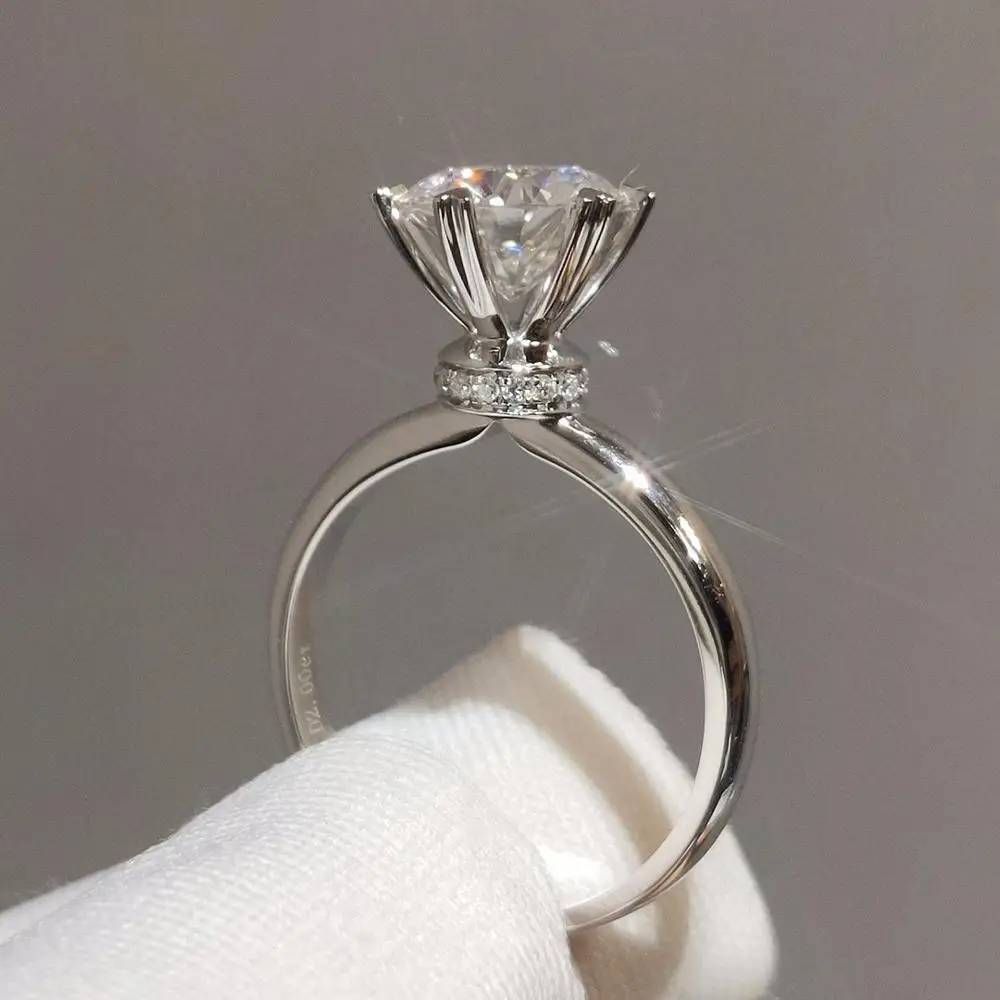 2020 Solitaire 2ct Lab бриллиантовое кольцо из стерлингового серебра 925 пробы обручальные