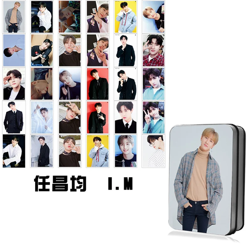 I.M Kpop MONSTA X Shownu Won Ho Kihyun I.M Minhyuk фотография Поляроида Lomo карты Мода MONSTA X вентиляторы подарки металлический ящик 30 шт. карты - Цвет: I.M