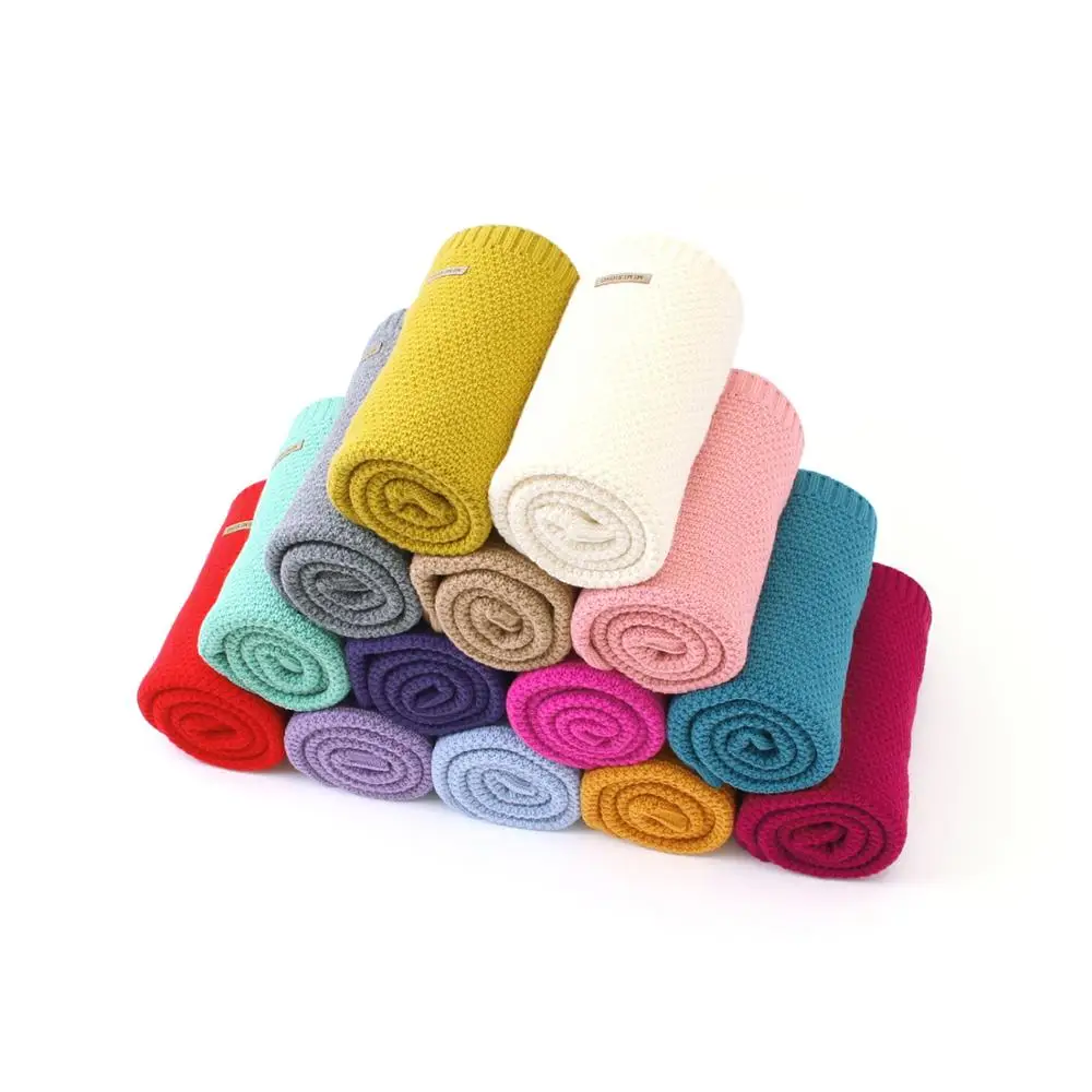 

Newborn Infant Swaddle Wrap Blanket Solid Color Quilts 100*80cm Baby Blanket Knitted Super Soft Toddler Kids Stroller Bed Covers