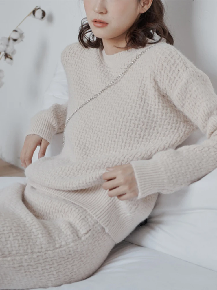 Женский вязаный комплект из 2 предметов костюм с юбкой модный элегантный женский