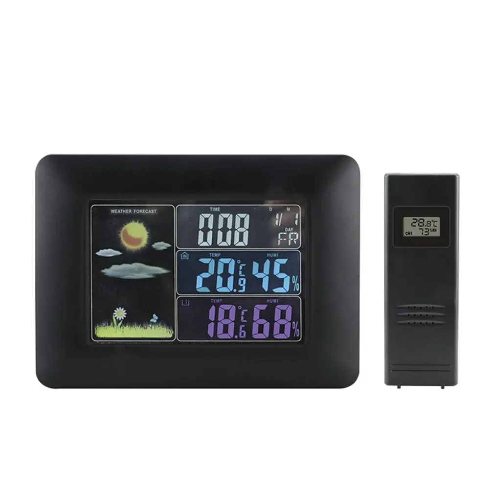 

Wireless Weather Station Indoor Outdoor Thermometer LED Screen Temperature Humidity Display For Home Hygrometer Alarm Clock