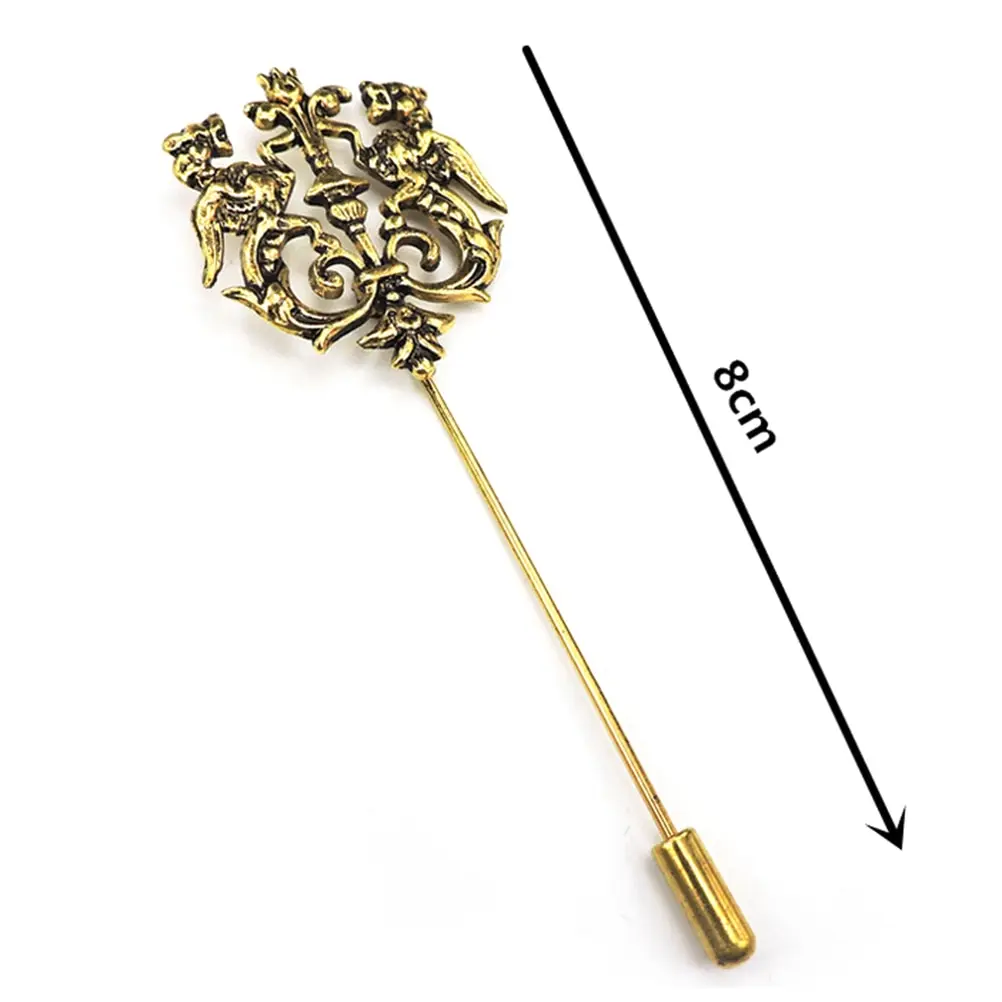 Классический полый двойной Лев нагрудные булавки для костюма аксессуары палка