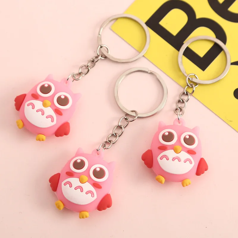 Брелок для ключей в виде совы из мягкого ПВХ голубой розовый 1 шт. | Украшения и