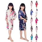 Атласные шелковые халаты BALDAUREN, банный халат с цветами и надписью Girl1, свадебное детское кимоно, детская одежда, наряд, новинка 2021