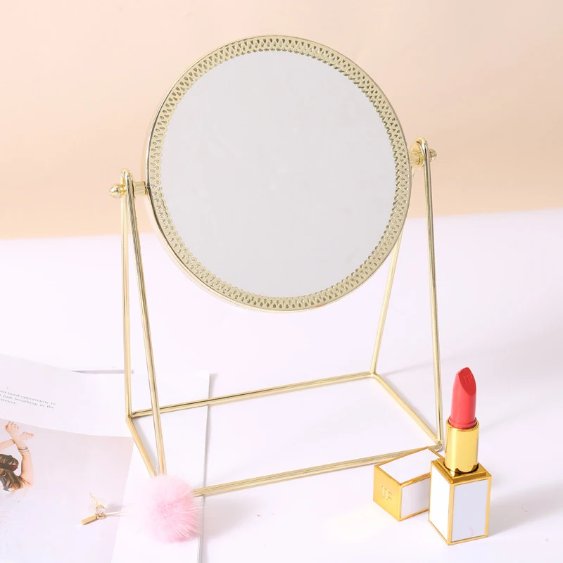 

Nordic Style Small Round Mirror Ins Makeup Mirror Small Desktop Single-sided Makeup Mirror Dormitory Dressing Mirror