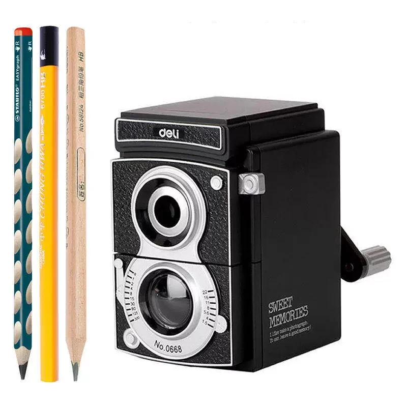 

Rotary Pencil Sharpener Student Adjustable Thickness Retro Camera Pencils Cutter Machine Gifts Office Cutting Supplies