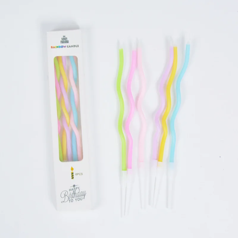 6 коробок Изогнутые Позолоченные цветные свечи для торта украшения | Дом и сад