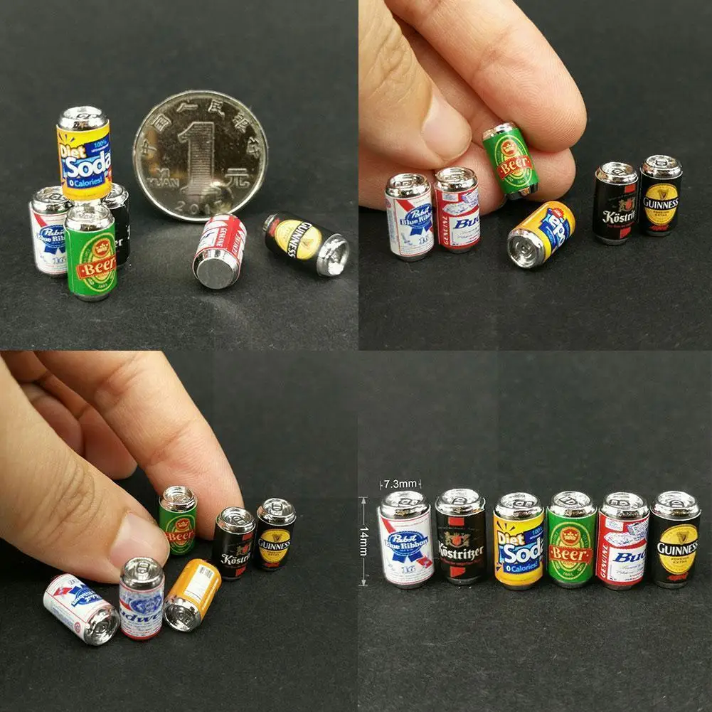 

1:12 Dollhouse Scene Decoration 6pcs/set Simulation Accessories Dollhouse Diy Can Mini Beer Beer Toys Model Dollhouse Bottl J5m9
