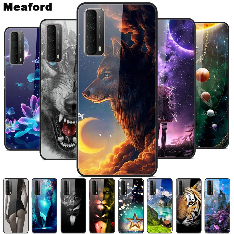 

Luxury Cover for Huawei P smart 2021 Case Tempered Glass Cover for Huawei P smart 2021 Phone Case Psmart 2021 Coque Funda Shell