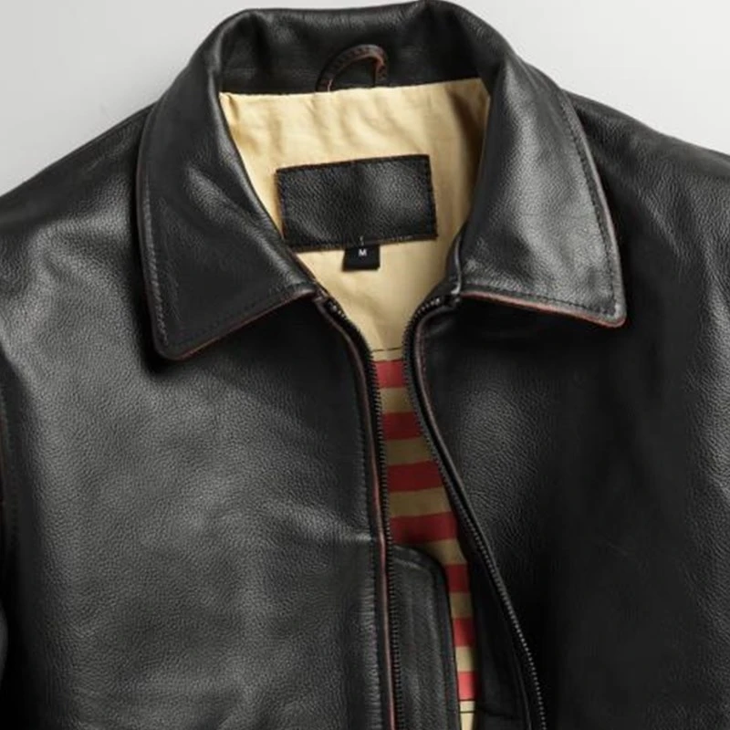 

Vintage Black 2020 Men Military Pilot Leather Jacket Large Size XXXL Genuine Cowhide Autumn Slim Fit American Aviator Coat