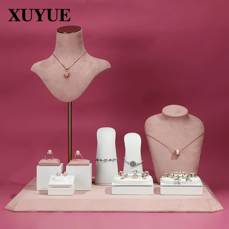 Jewelry display props pink accessories display window jewelry rack necklace earrings display rack set of off-the-shelf