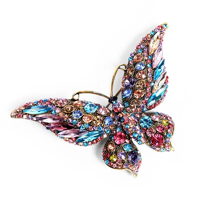 

Wuli&baby Exaggerate Sparkling Cyrstal Butterfly Brooch Pins For Women Fashion Jewelry Gift Big Size Badge Hot Brooches