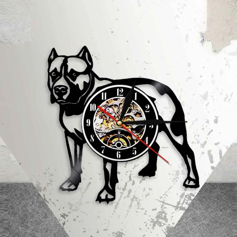 Настенные часы Pitbull креативные настенные с изображением собаки породы питбуля