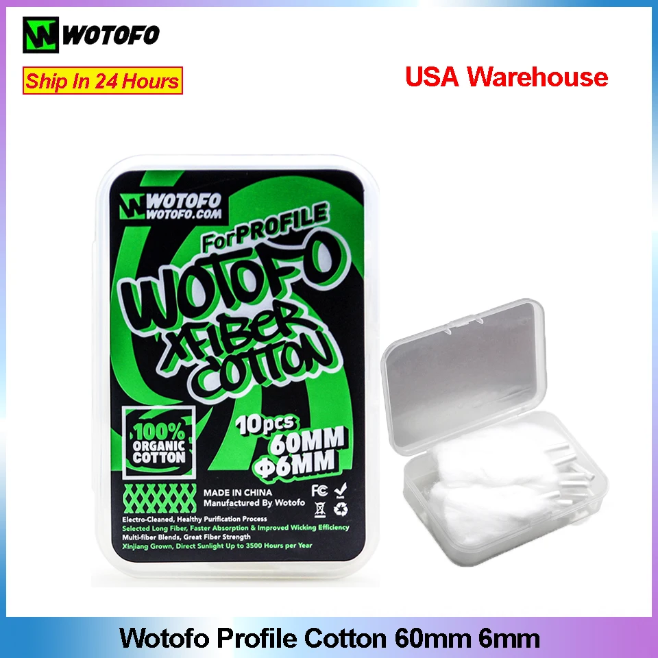 Оригинальный хлопковый фитиль Wotofo Profile 6 мм с аглет подходит для wotofo RDA mesh