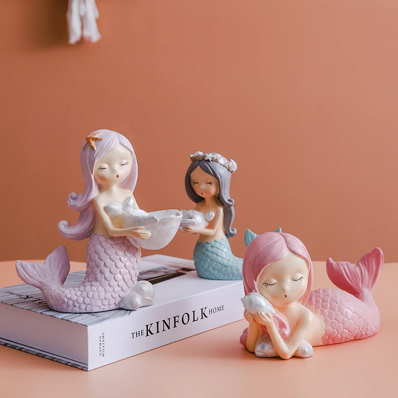 

[HHT] Nordic 3D Creative Cartoon Cute Mermaid Ornaments Home Living Room Decoration Children's Room Indoor Desktop Decor Gifts