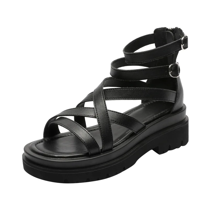 

Кожаные римские сандалии для женщин, новинка 2021, летняя дышащая Нескользящая женская обувь, подходящая ко всему пляжная обувь, женская обув...