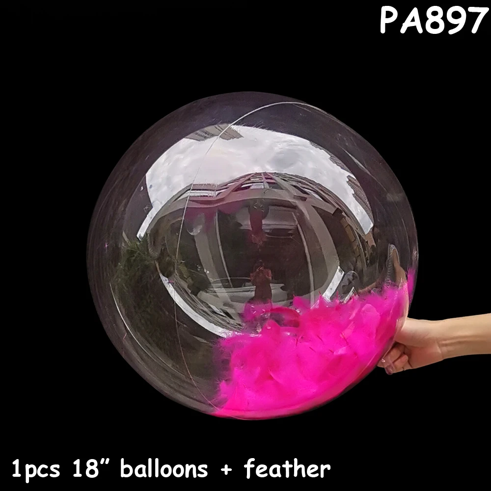 PA897 ballon feather Круглые надувные шары Прозрачные Свадебные перья на день рождения баллуоны вечерние украшения DIY подарки супер прозрачный гелий Bobo Globos - Цвет: PA897 ballon feather