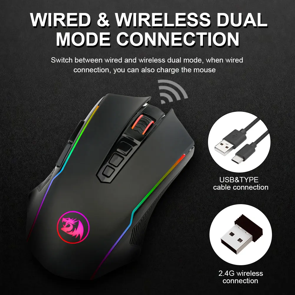 Беспроводная игровая мышь Redragon RANGER LITE 2 4 ГГц 8000 DPI | Компьютеры и офис