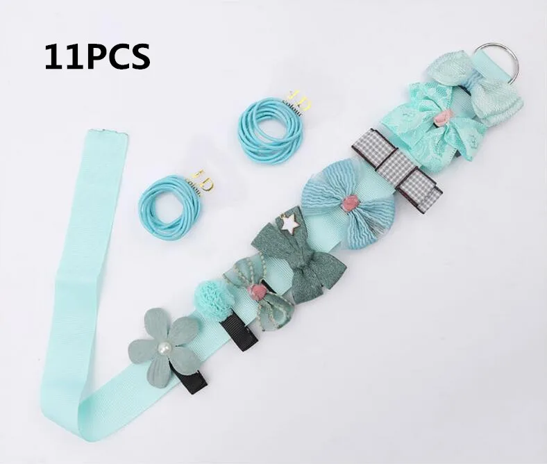 11PCS-D4 10/18/24 шт./компл. Дети Девочки Аксессуары для волос Головные уборы лента для волос с бантом Банни заколки для волос для девочек резинки для волос, Брендовое ювелирное изделие - Цвет: 11PCS-D4