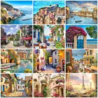 HUACAN фотографии по номерам Приморская рама для пейзажа живопись по номерам дом на холсте DIY Украшение дома DIY подарок 40x50cm