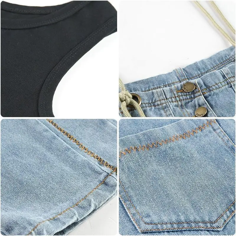 

Jumpsuits Women Denim Solid Button Pocket Summer Sleeveless Womens Harajuku All-match Fashion Leisure Chic Ulzzang Streetwear