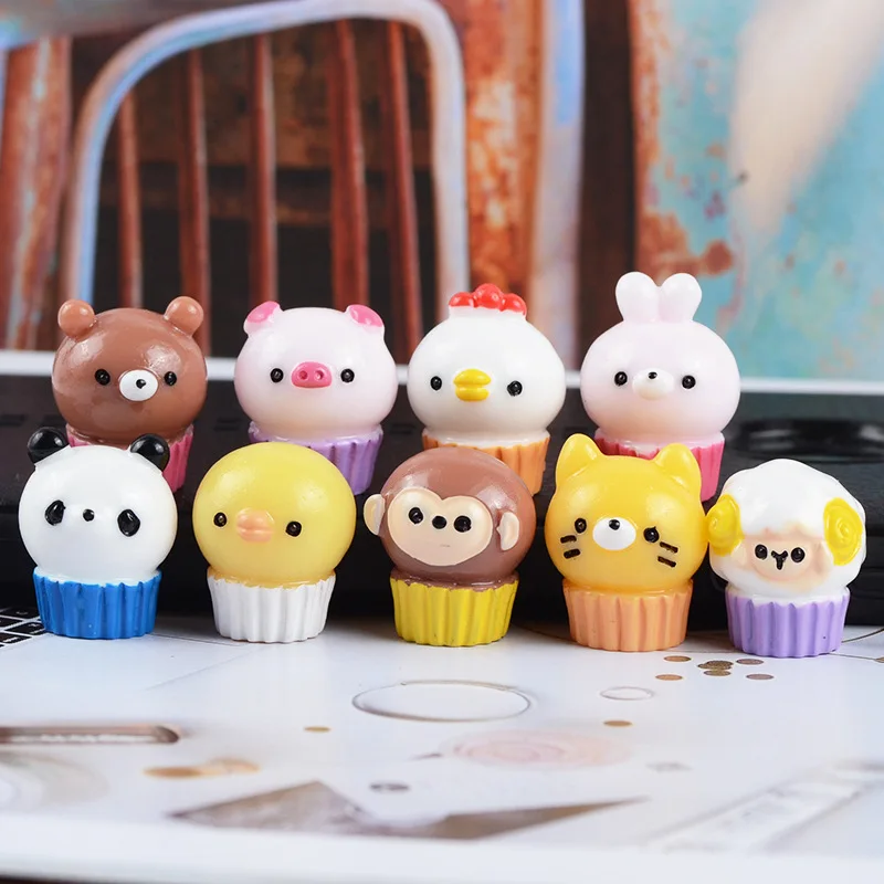 

100 шт./лот полимерные Твердые искусственные милые животные торт обезьяна медведь Кот овечка разные размеры украшение для скрапбукинга DIY Ук...
