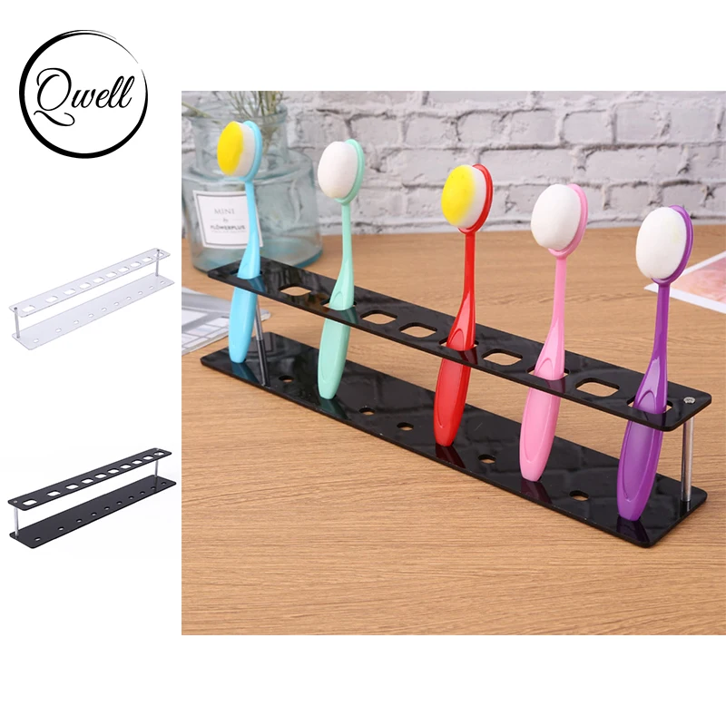 

QWELL 10 Holes Oval Brush Holder Rack Acrylic Stand for DIY Ink Painting Brush Display Drying Bracket Shelf Organizer 2021 New