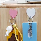 12 шт. симпатичный крючок в форме сердца, креативная металлическая прочная клейкая паста, настенный кухонный крючок, бесшовный розовый крючок в форме сердца