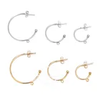 10 шт. позолоченные серьги-гвоздики с петлей в форме C, аксессуары для изготовления ювелирных изделий сделай сам, 15 мм, 20 мм, 30 мм