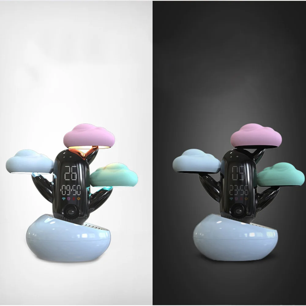 

Time Alarm Clock Creative LED Smart Timing Sleep Bedside Night Light Weather Voice Broadcast Induction Clouds Table Lamp for Bed