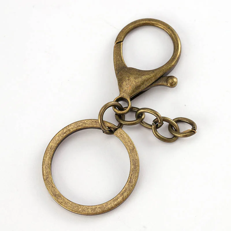 Antique bronze chain 10 шт./лот 30 мм Сплит Брелок Бронзовый родиевый золотой цвет карабины крючок для ключей брелки застежки для DIY Брелки изготовление - Цвет: Antique bronze chain