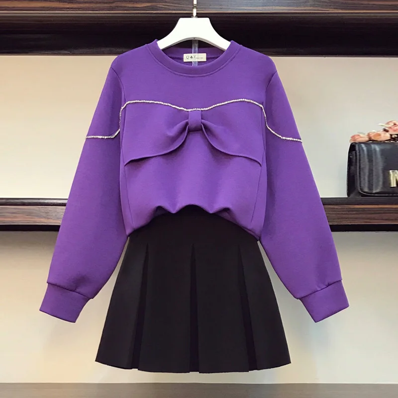 

Женские комплекты из 2 шт./компл. на весну и осень, корейский элегантный женский винтажный свитшот с длинным рукавом + плиссированная коротка...