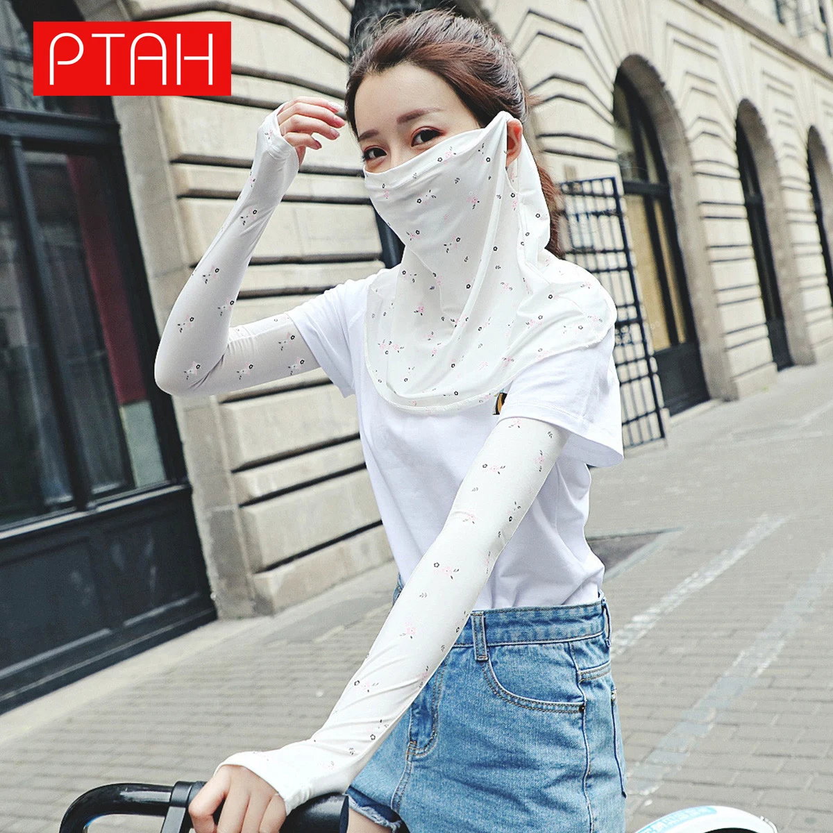 

[PTAH] New Summer Face Cover & Glove Sets Comfortable Mask Reusable Washable High Quality Sleeve Cover Neck Breathable 2pc/pack