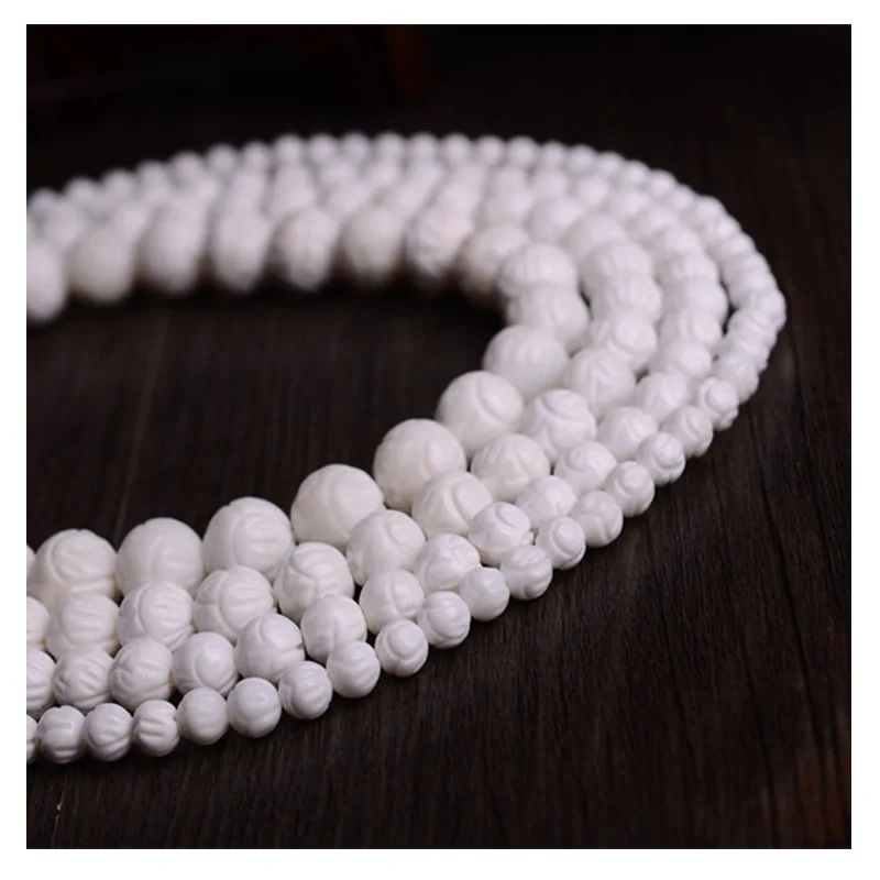 Натуральный белый лотос резьба раковина тридакны камень Будда молитва 6/8/10 /12/14 мм