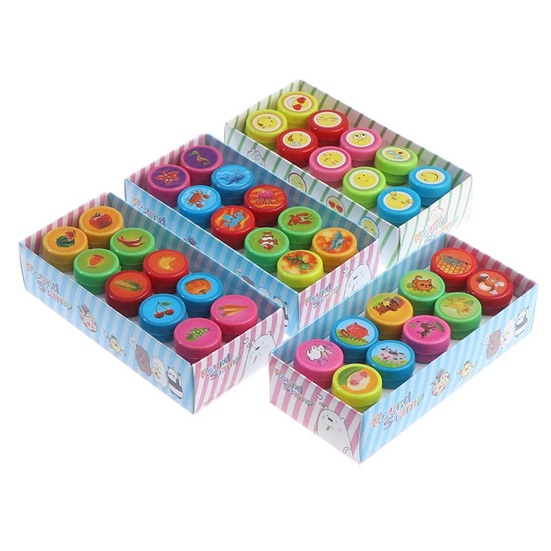 

10 Pcs Round Multicolor Panda Child DIY Scrapbook Kids Stamp Cartoon Rubber Stamps Fun Cute Reward Toy