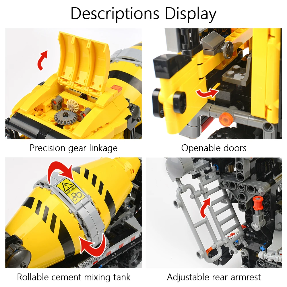 

1143pcs City Cement Mixer Engineering Buiding Blocks Technic Vehicles Car Figures Bricks DIY Toys Gifts for Children