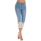 Тонкая вышивка кружева полые Брюки Женская летняя юбка из эластичного материала джинсовая куртка с рюшами повседневное Подрезанные штаны укороченные джинсы стрейч размера плюс # PY