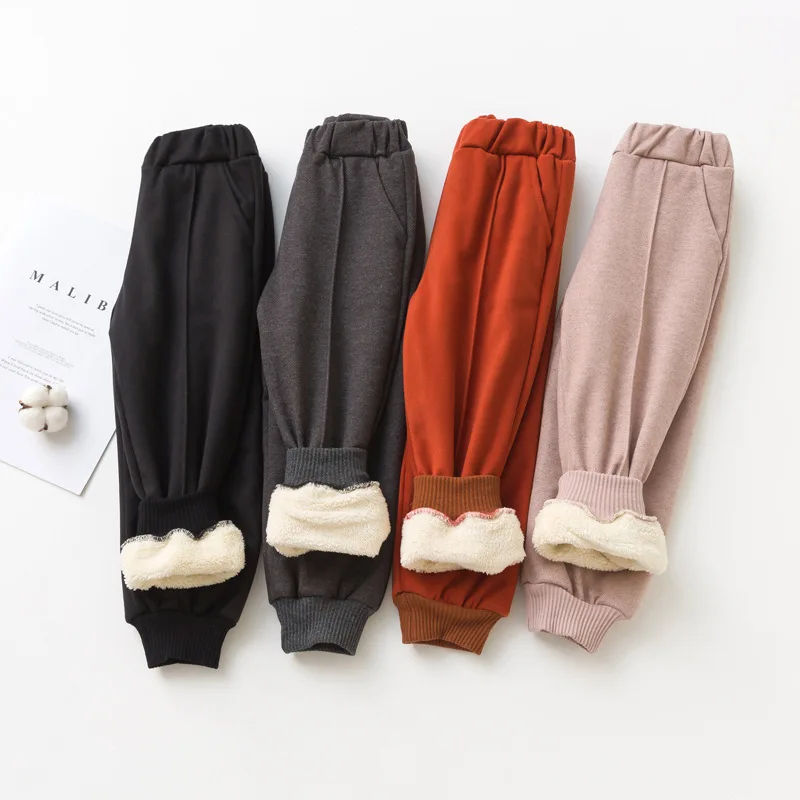 Зима 2019 детские штаны из берберского флиса корейские милые леггинсы для девочек