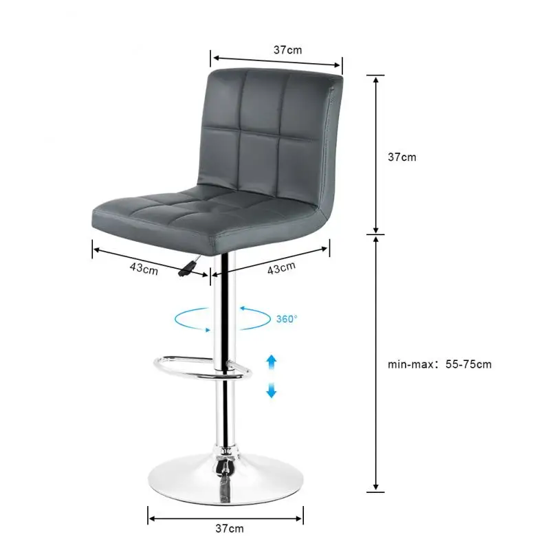 2pcs Bar Chair Modern Fashion Soft PU Leather Barstool Swivel Adjustable High Stool Kitchen Living Room HWC | Мебель