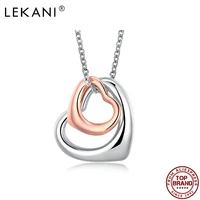 lekani pendant necklaces for women sweet hollow heart to heart color separation romance wedding girl necklace fashion jewelry