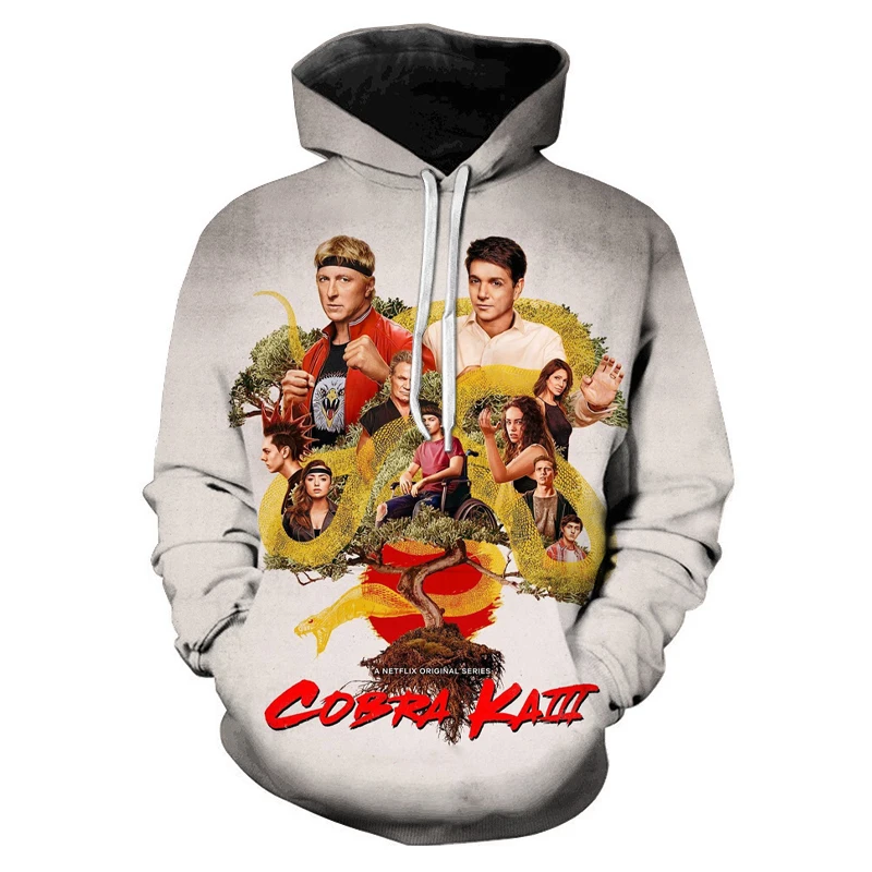 

Cool Fashion Cobra Kai Printed Hoodie Men Casual Harajuku Sweatshirts Hot Sale Fleece Hoody Warm Hip Hop Streetwear Mens