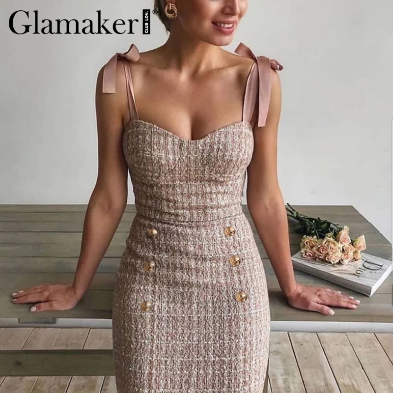 Платье-мини из твида с открытой спиной и пуговицами | Женская одежда