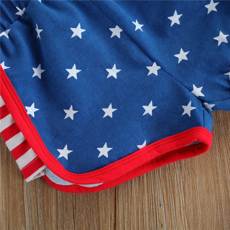 

Baby summer Independence Day Clothing 2pcs, Fashion Print Short Sleeve + Elastic Waist Shorts