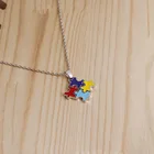 Эмалированная красочная подвеска-пазл, ожерелье с милым кубическим рисунком, лучший друг, подарок для семьи, красочная бижутерия для информирования об аутизме