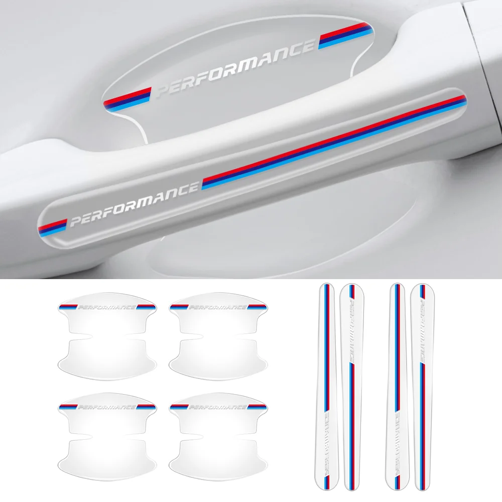 Наклейки на дверные ручки автомобиля из кремния с эпоксидным кристаллом для защиты от царапин, 4 шт. в комплекте, для улучшения производительности BMW.