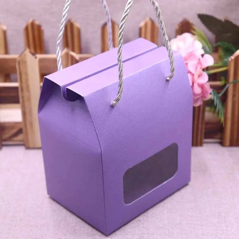 20pcs Paper Clear Rectangle Window Box multi color Candy Boxes With Handle Snack Cookie Chocolates Gifts box for wedding - купить по