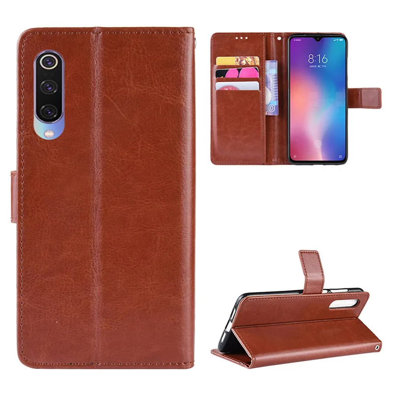 Leather case Phone Accessories Phone Flip Case for mi 8 9 Mobile Cover Anti-fall Card Kickstand